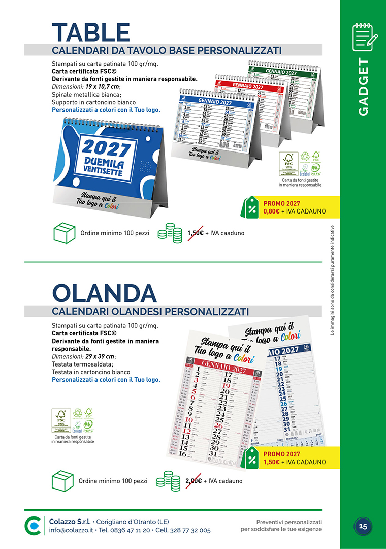 Catalogo di Prodotti Promozionali per Aziende di Colazzo Srl