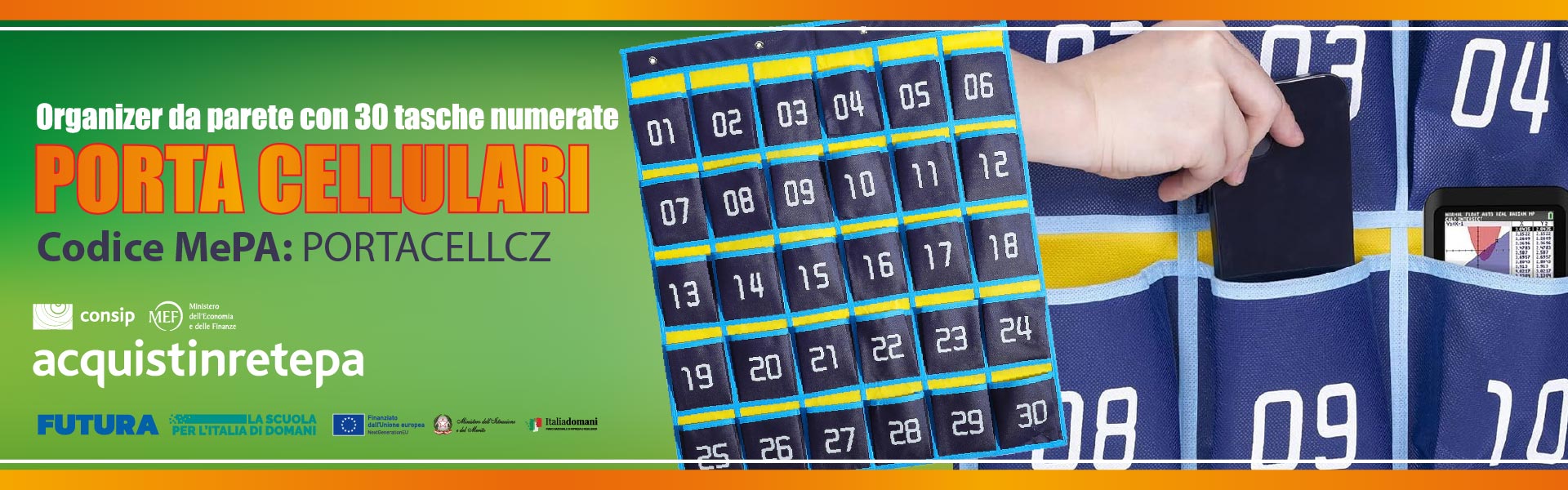 Organizer da parete con 30 tasche numerate Porta Cellulari per Scuola