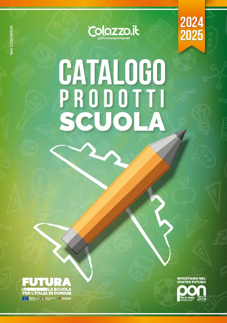 Copertina Catalogo Targhe, Etichette ed altri prodotti per promuovere i progetti PNRR nelle Scuole e negli Enti pubblici