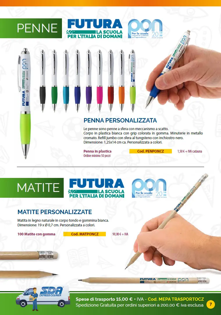 Penne e Matite Catalogo Targhe, Etichette ed altri prodotti per promuovere i progetti PNRR nelle Scuole e negli Enti pubblici
