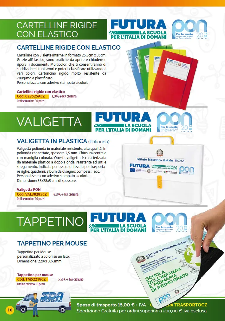 Carpette e Tappetini Mouse Catalogo Targhe, Etichette ed altri prodotti per promuovere i progetti PNRR nelle Scuole e negli Enti pubblici
